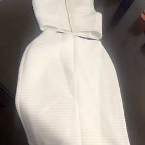 Two piece stark white top and skirt set